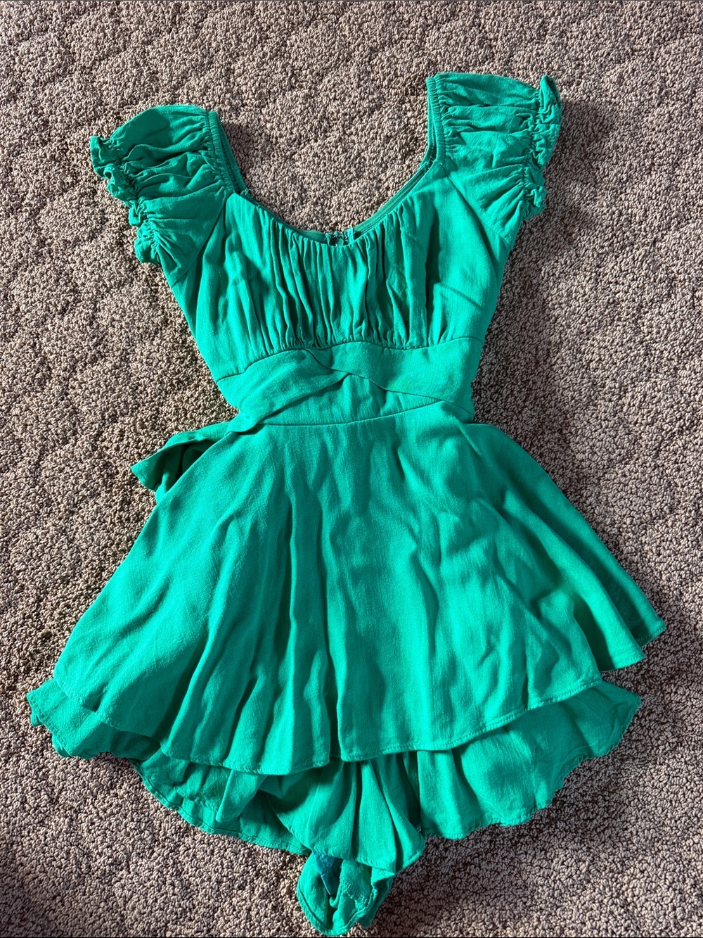 Altar'd State Emerald Green Ruffled Romper